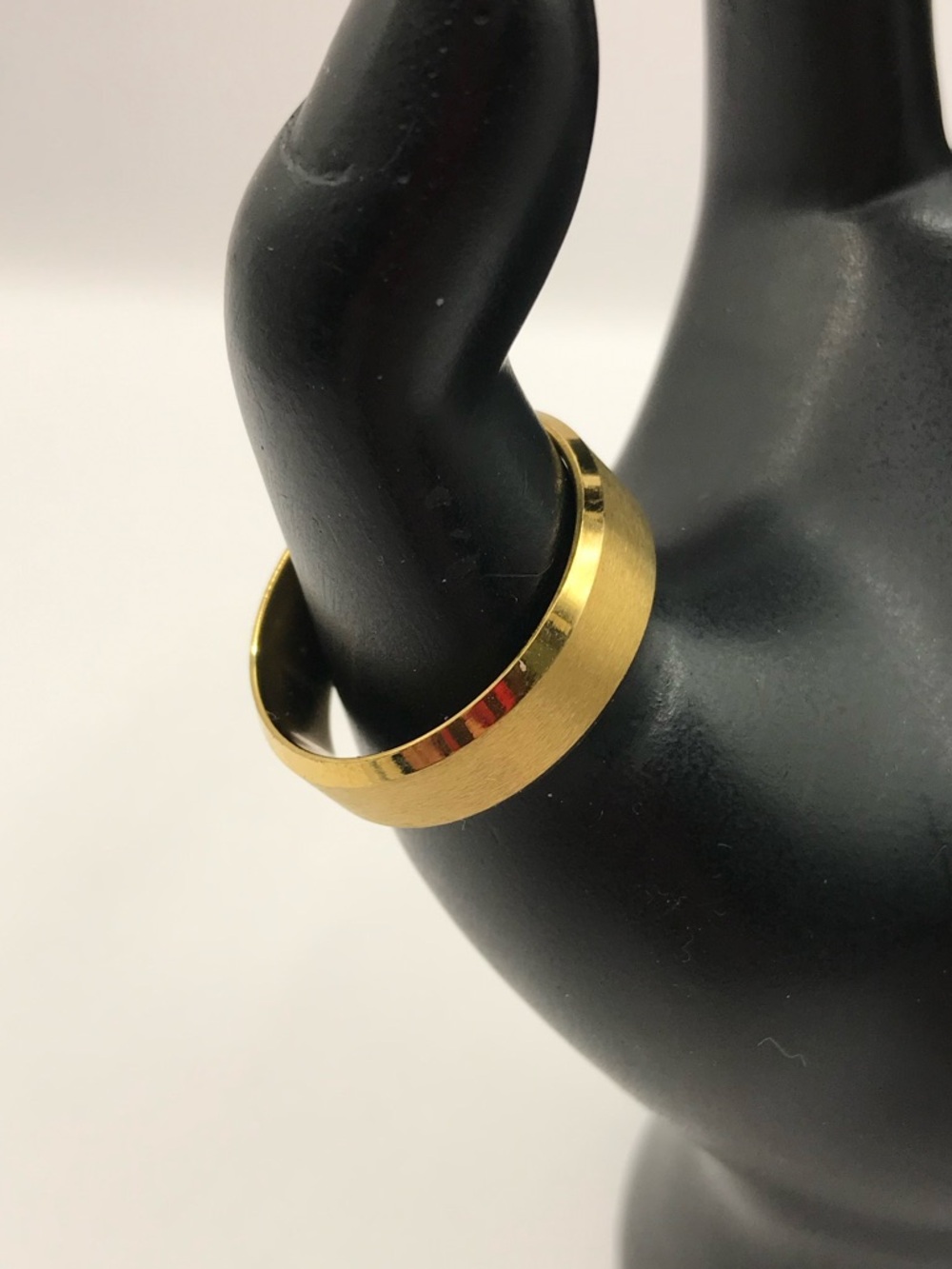 Brushed Gold-Tone Men’s Stainless Steel Band Ring - Picture 2 of 8